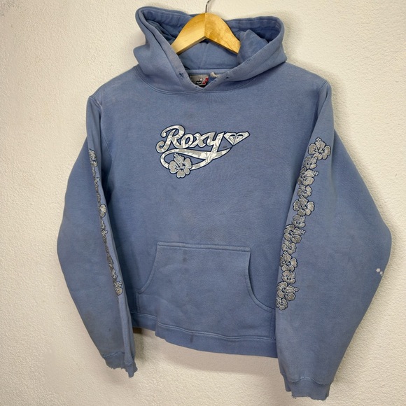 Vintage Y2K Roxy Quicksilver Blue Floral Sweater - Picture 1 of 5